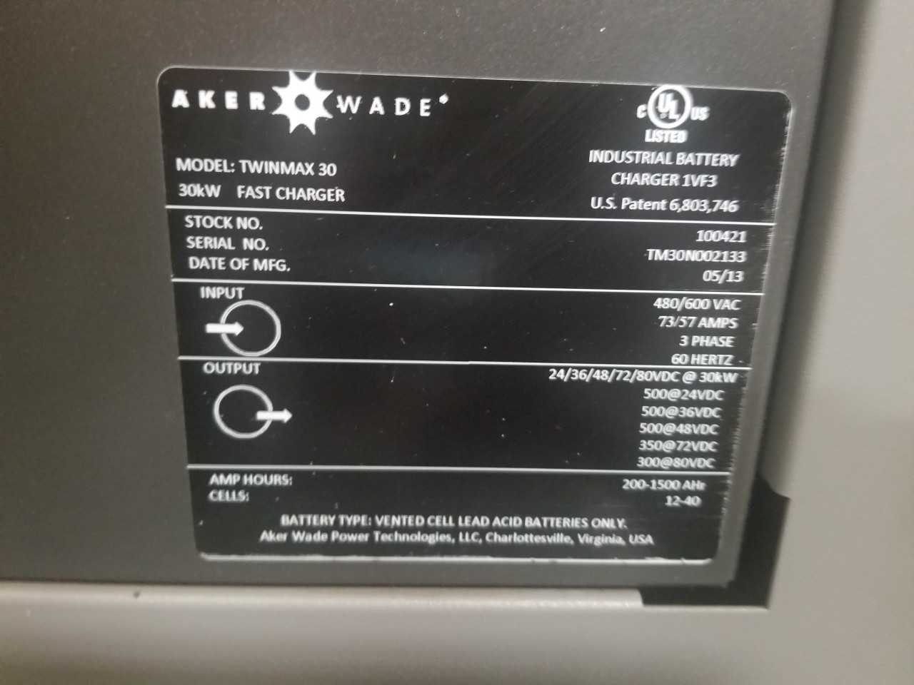 2007 Aker Wade Twinmax 20 charger, Livermore, CA - MATERIAL HANDLING