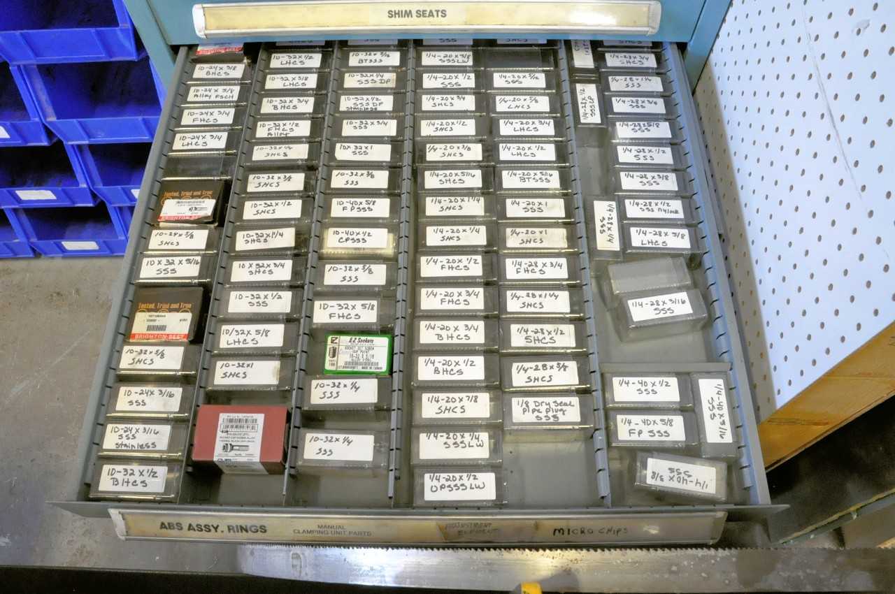 Vidmar 7-Drawer Tooling Cabinet with Misc. Insert Tooling Contents, (Wood Top Not Included) - TOOL STORAGE