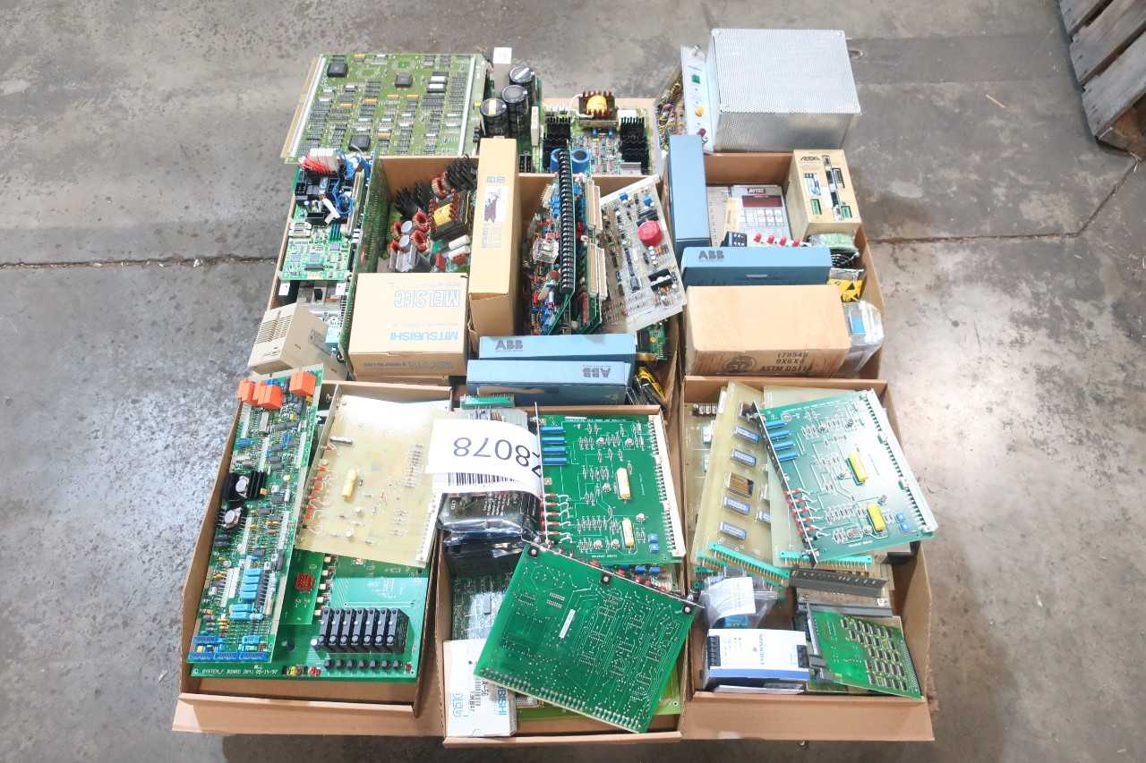 1 PALLET OF CIRCUIT OARDS, PROXIMITY SENSOR, DIGITAL AMP SERVO, AMP POWER SUPPLY, CONTROLLERS- MITSUBISHI, ABB, EMERSON, BENTLY NEVADA - AUTOMATION & CONTROLS