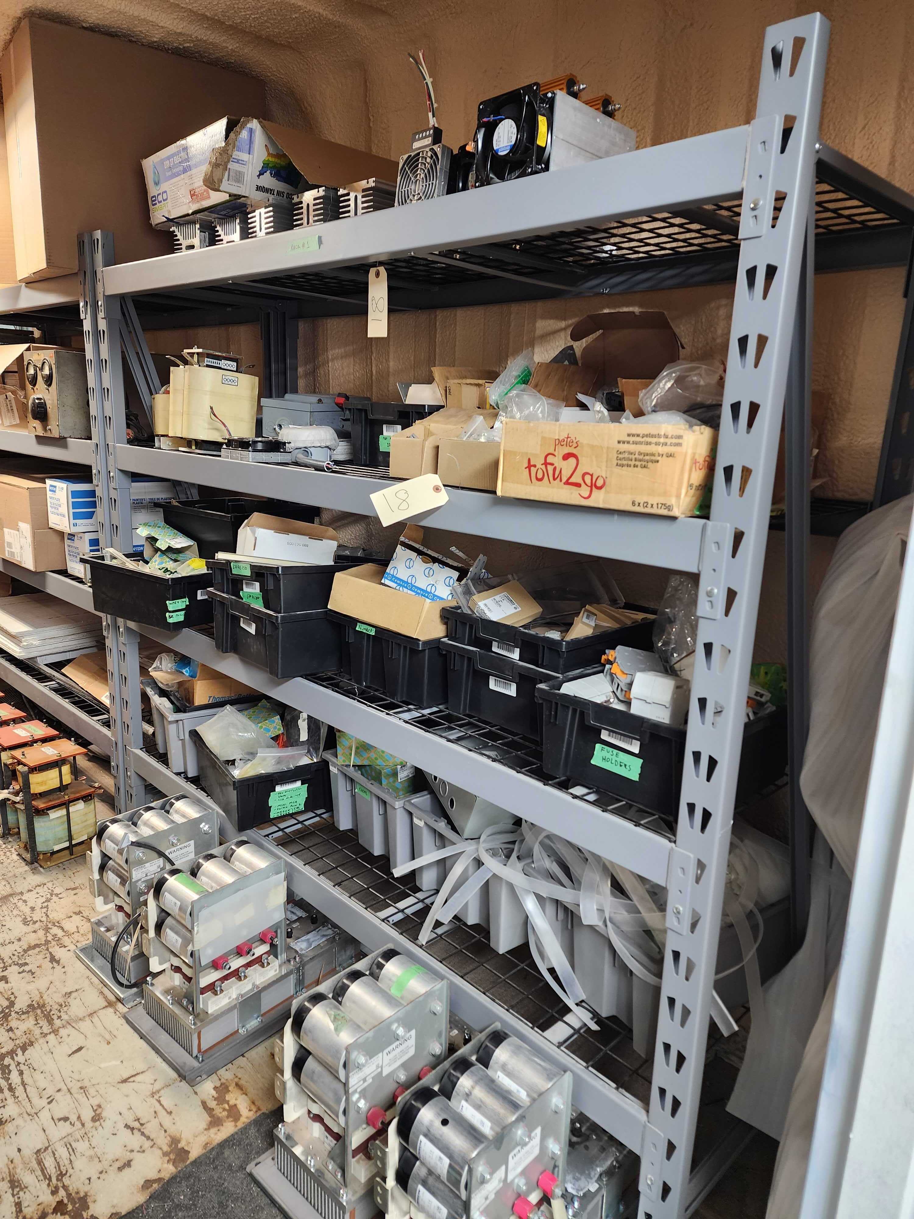 LOT OF 4 SHELVES OF CONTENTS, SQUARE D, PHOENIX CONTACT, FASCO, EYEDRO, SEMIKRON - INDUSTRIAL PARTS