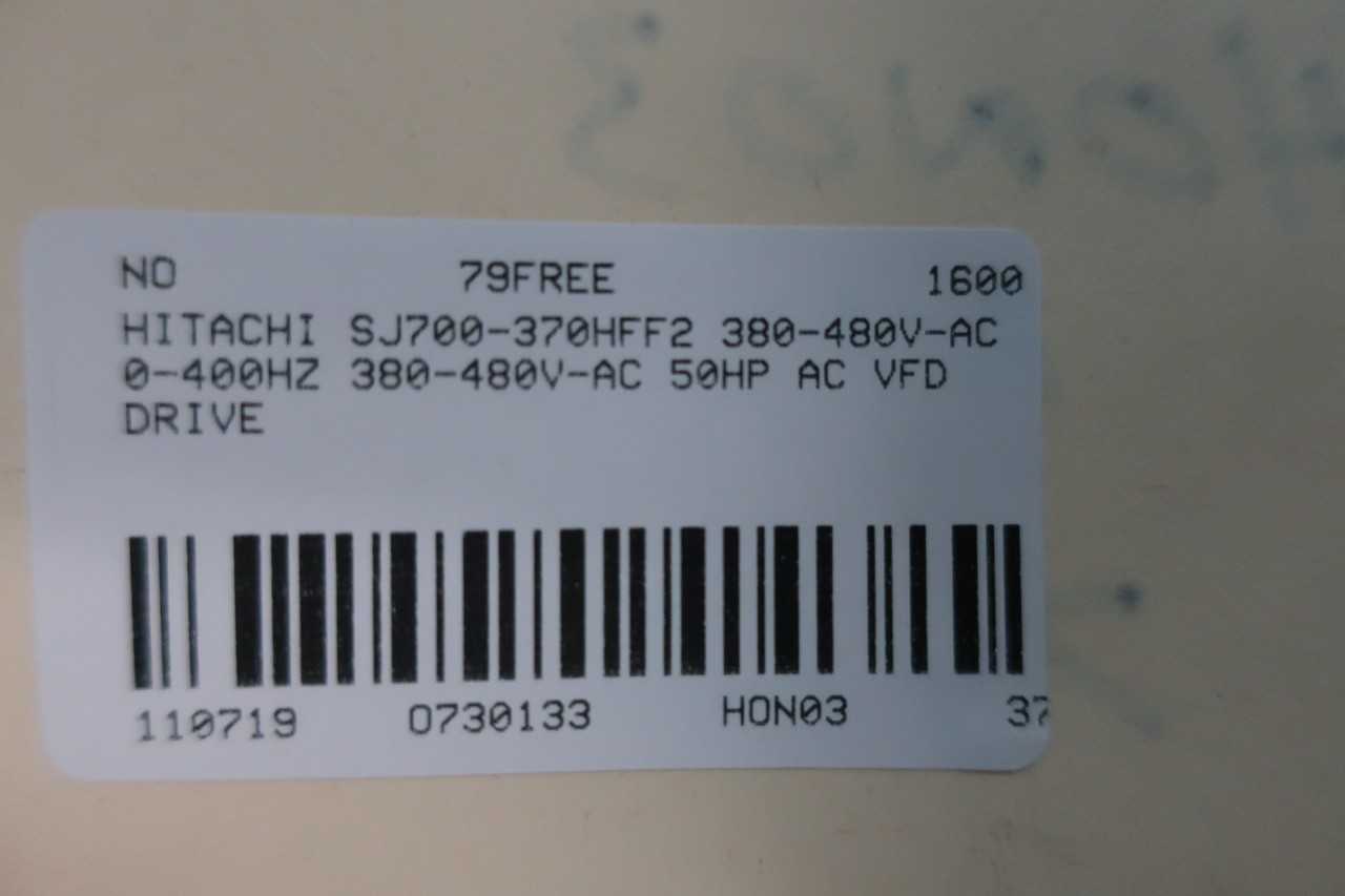 HITACHI SJ700-370HFF2 INVERTER 380-480V-AC 0-400HZ 380-480V-AC 50HP AC VFD DRIVE - MOTOR DRIVES
