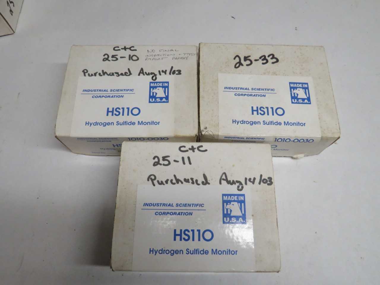 LOT OF 3 INDUSTRIAL SCIENTIFIC CORPORATION HS11O HS110 1010-0030 HYDROGEN SULFIDE MONITOR - ELECTRIC POWER TOOLS
