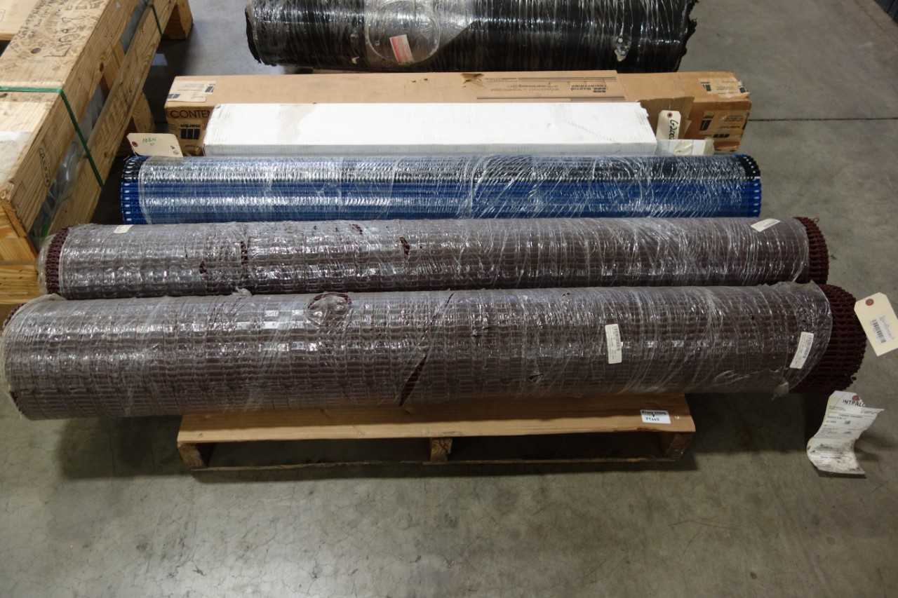 3 PALLETS OF CONVEYOR BELTING   RUBBER   PALSTIC CHAIN   STEEL MESH - CONVEYORS