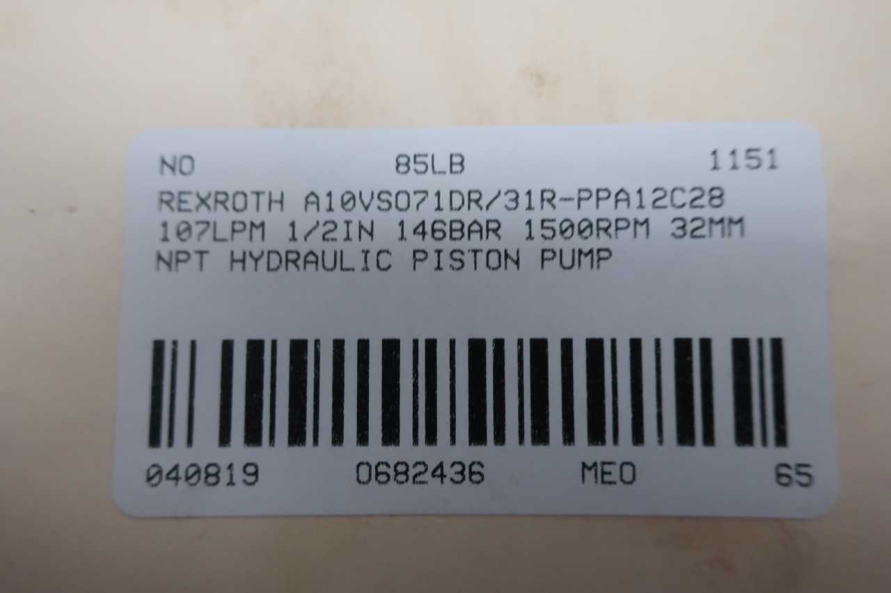 REXROTH A10VSO71DR/31R-PPA12C28 107LPM 1/2IN 146BAR 1500RPM 32MM NPT HYDRAULIC PISTON PUMP - PUMPS