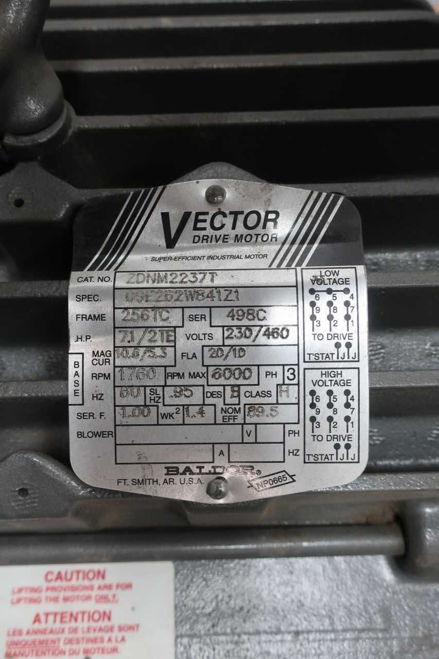 BALDOR ZDNM2237T VECTOR 256TC 3PH 7.1HP 1760RPM 1-5/8IN 230/460V-AC AC MOTOR - ELECTRIC MOTORS