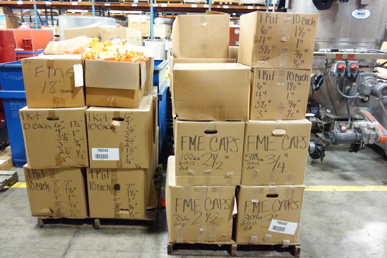 2 PALLETS OF ASSORTED FME CAPS AND COVERS - ELECTRICAL COMPONENTS