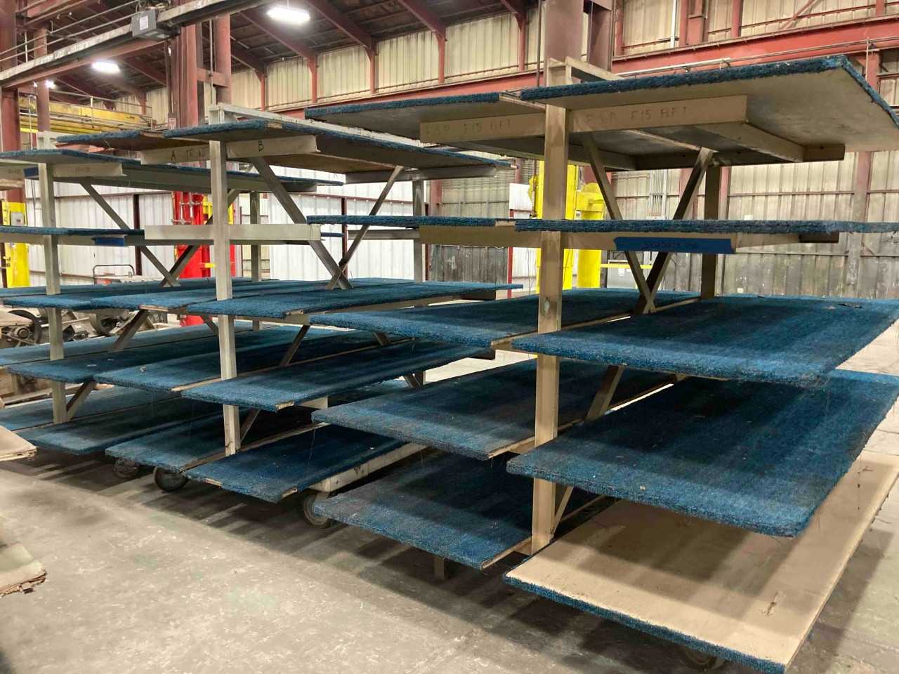 3 blue racks - SHELVING