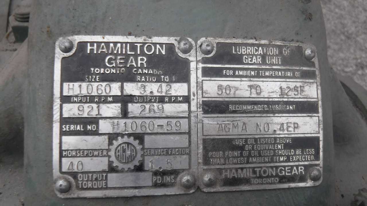 40 HP Hamilton Gear Reducer Model H1060-59 - GEAR REDUCERS