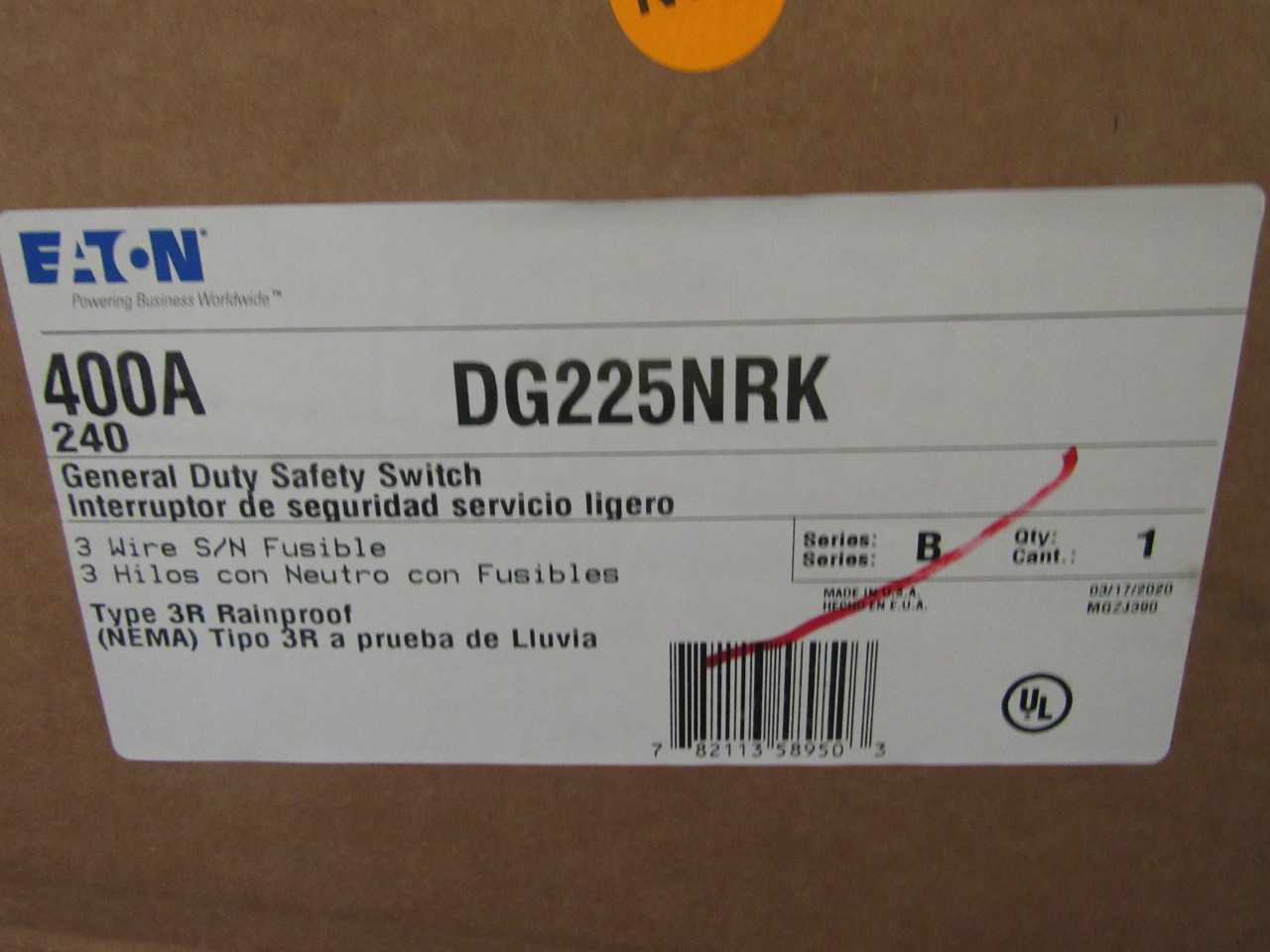 Lot of 1x DG225NRK Disconnect Switch - DISCONNECT SWITCHES