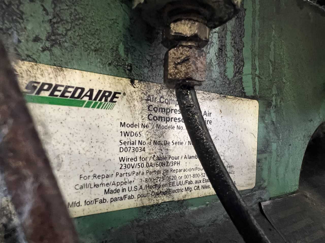 SpeedAire Air compressor Model number 1WD65 175 psi 80 gallon - AIR COMPRESSORS