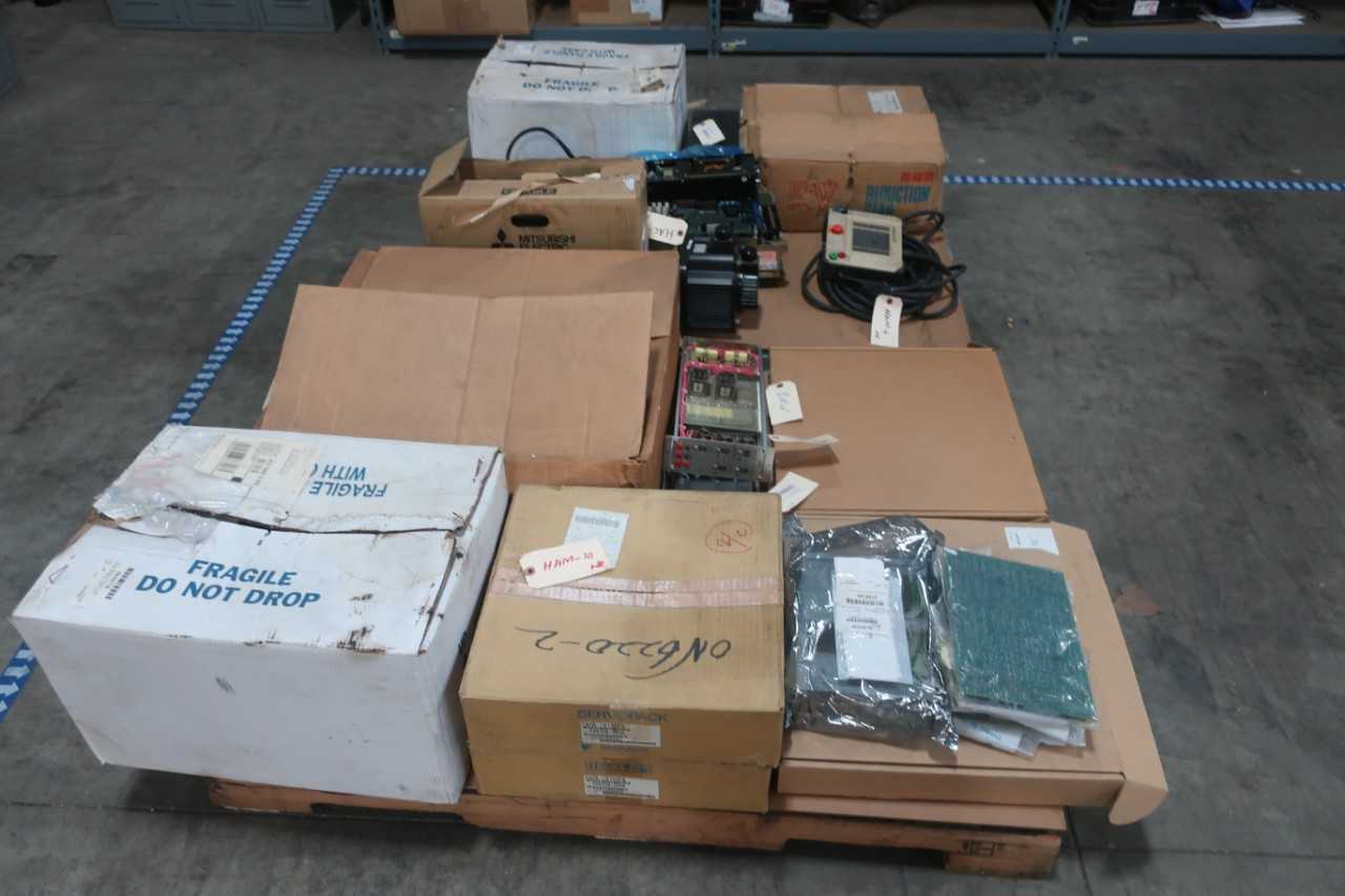 2 PALLETS OF CIRCUIT BOARDS, SERVO DRIVE, MAGNETORESISTIVE ENCODER, PENDANT ROBOT, SWITCH CONTROLS-YASKAWA, MEDAR, WOODWARD, DANAHER, ALLEN BRADLEY - AUTOMATION & CONTROLS