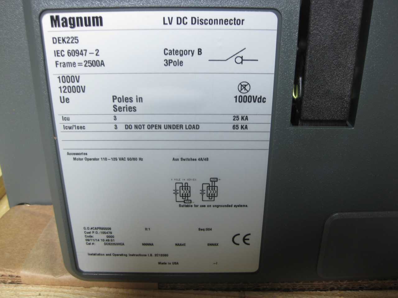 EATON 2500AMPS BREAKER - ELECTRICAL COMPONENTS