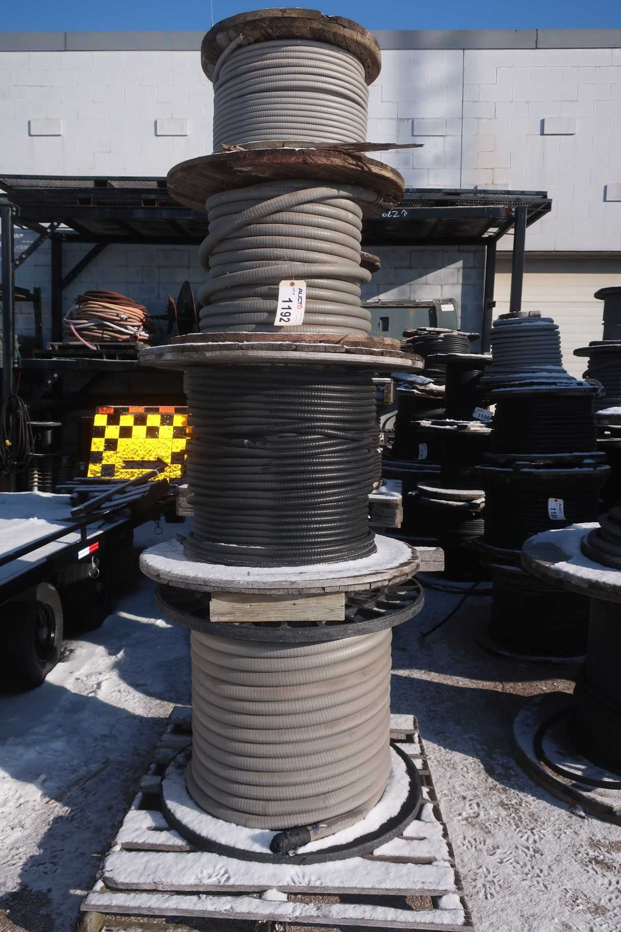4 SPOOLS OF ASSORTED INSULATED  CABLE-WIRE - ELECTRICAL COMPONENTS