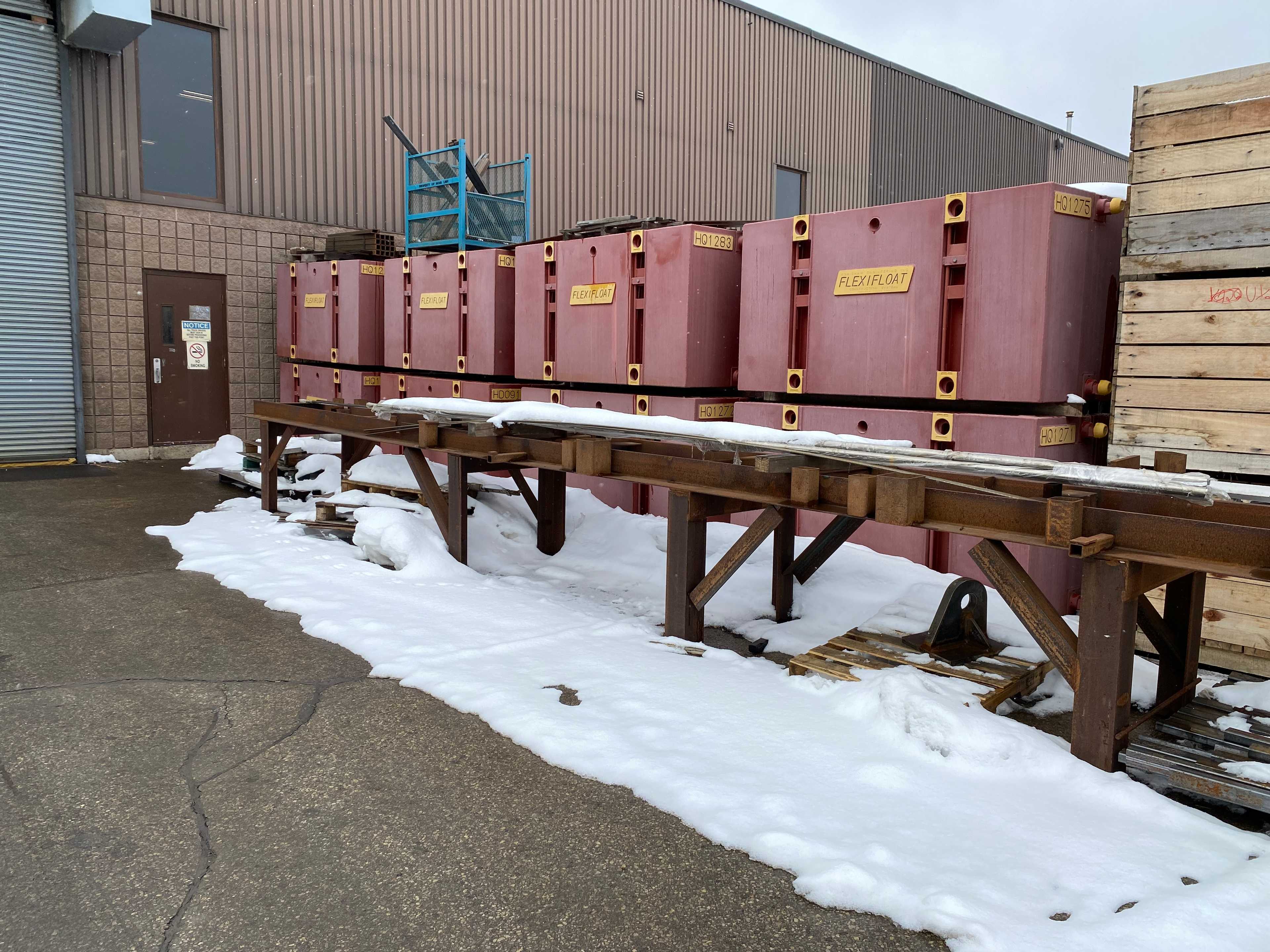 Bulk Lot of Flexifloat Steel Floats, Steel Handrails & Supports - MATERIAL HANDLING