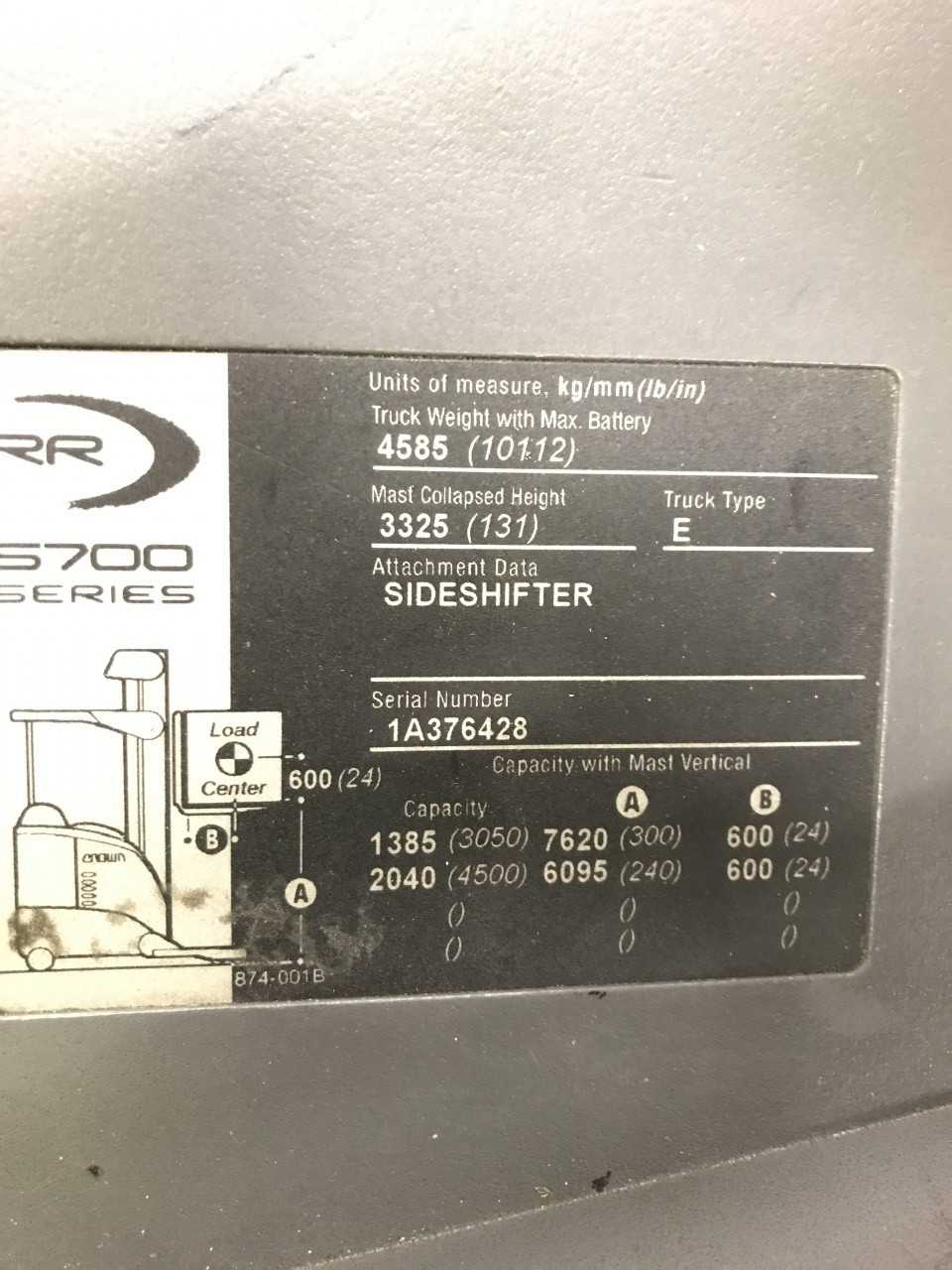 2011 Crown RR5725-45 reach truck, Rogers, MN - REACH TRUCKS