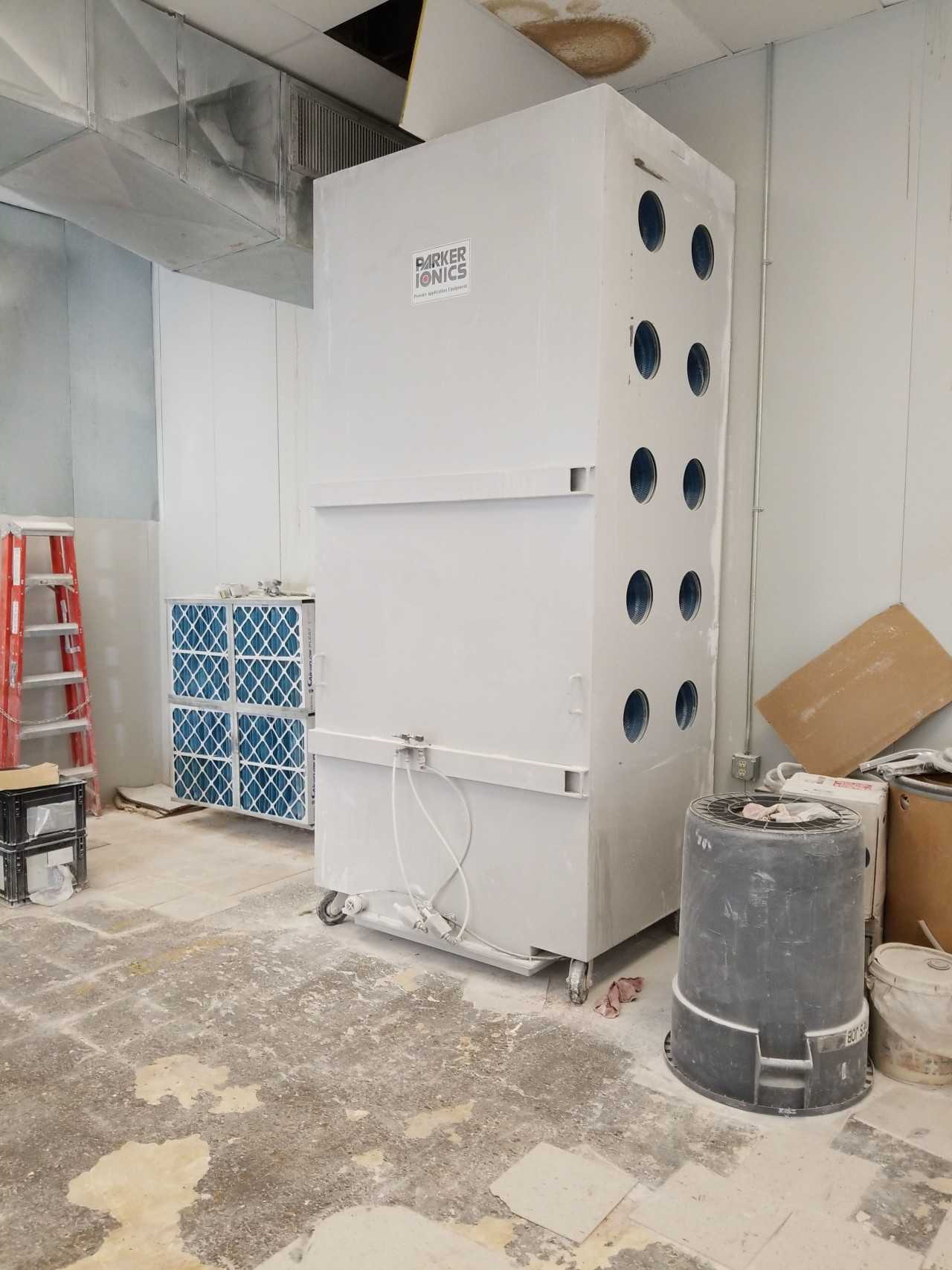 Parker Ionics Powder Coat Application Booth with Nordson Prodigy Manual Spray System and Oscillators - POWDER COATING LINE