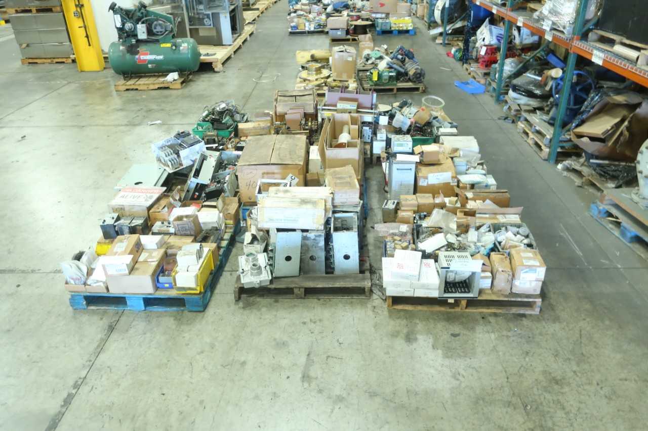 9 PALLETS OF ASSORTED ELECTRICAL MCC BUCKETS FUSES BREAKERS PCBS SWITCHGEARS - MISCELLANEOUS