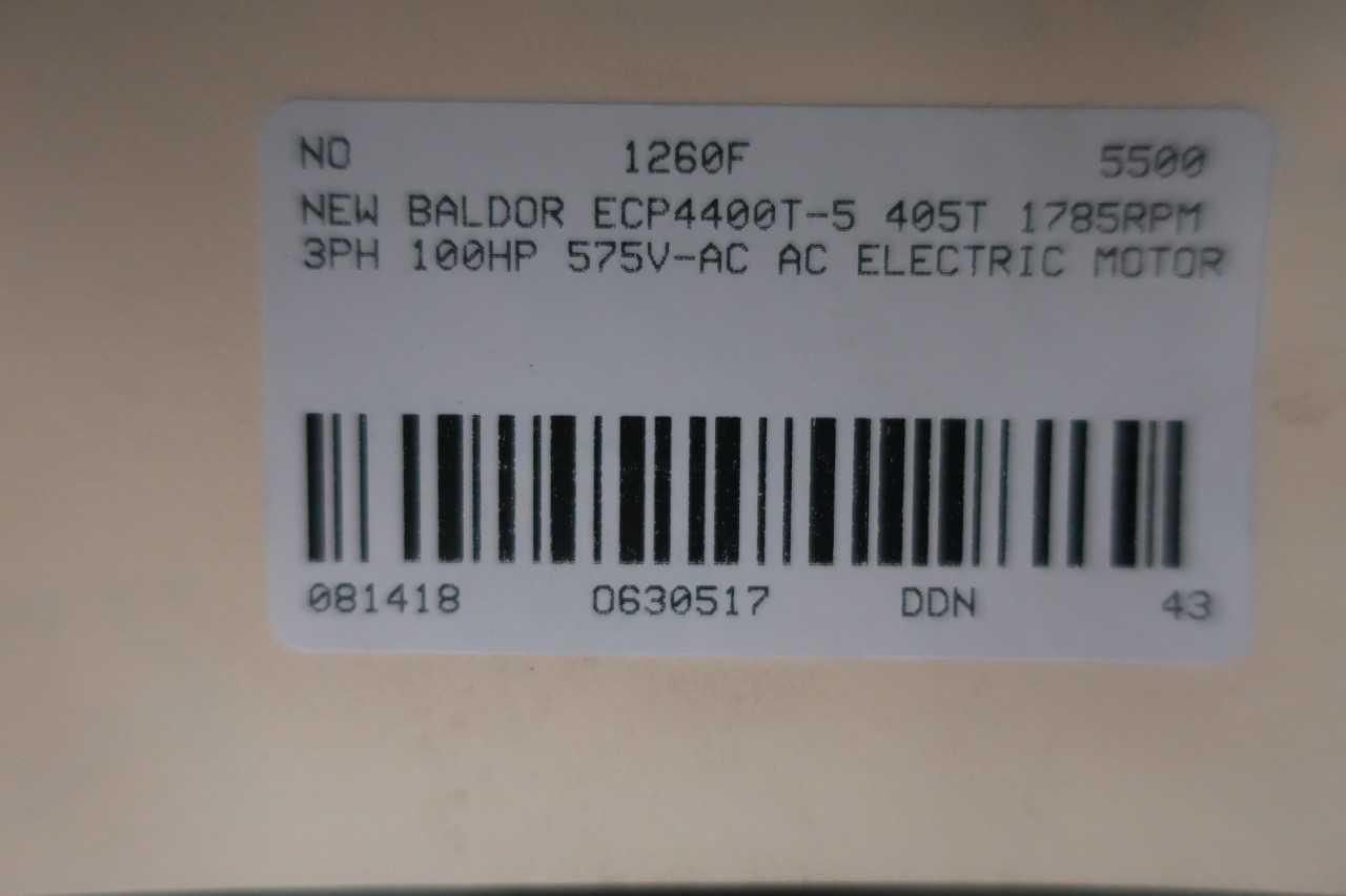 NEW BALDOR ECP4400T-5 SUPER-E XEX 405T 3PH 100HP 1785RPM 2-7/8IN 575V-AC AC MOTOR - ELECTRIC MOTORS