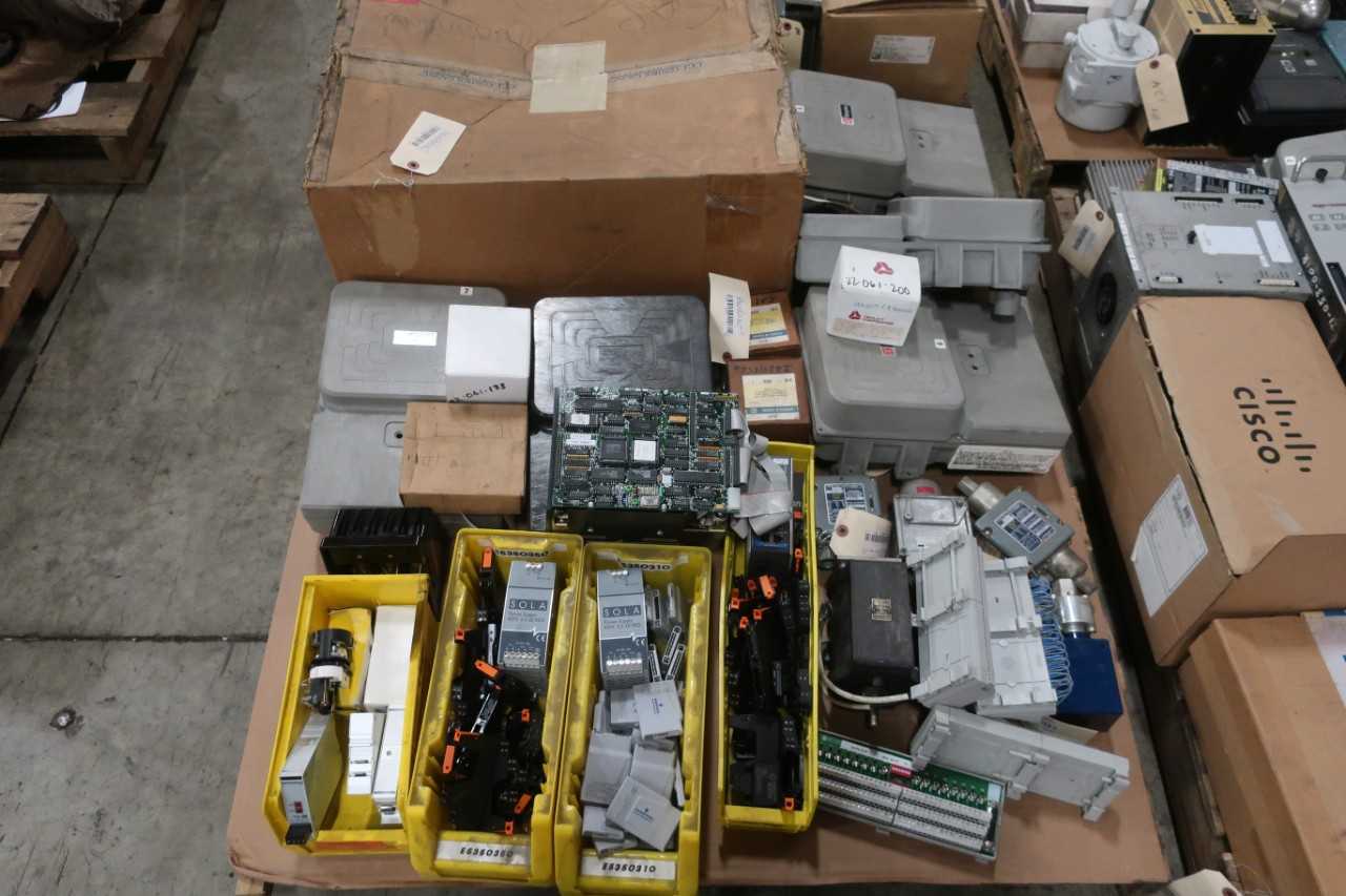 9 PALLETS OF ASSORTED ELECTRICAL EQUIPMENT - ELECTRICAL COMPONENTS