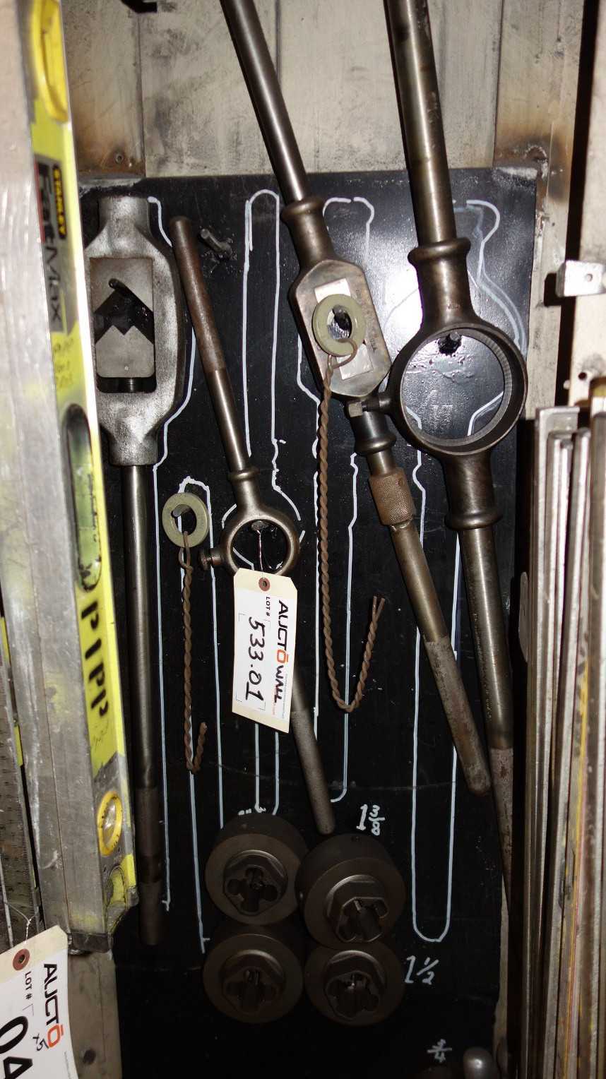 ASSORTED LOT OF TAPS, DIES, AND HOLDERS - HAND TOOLS
