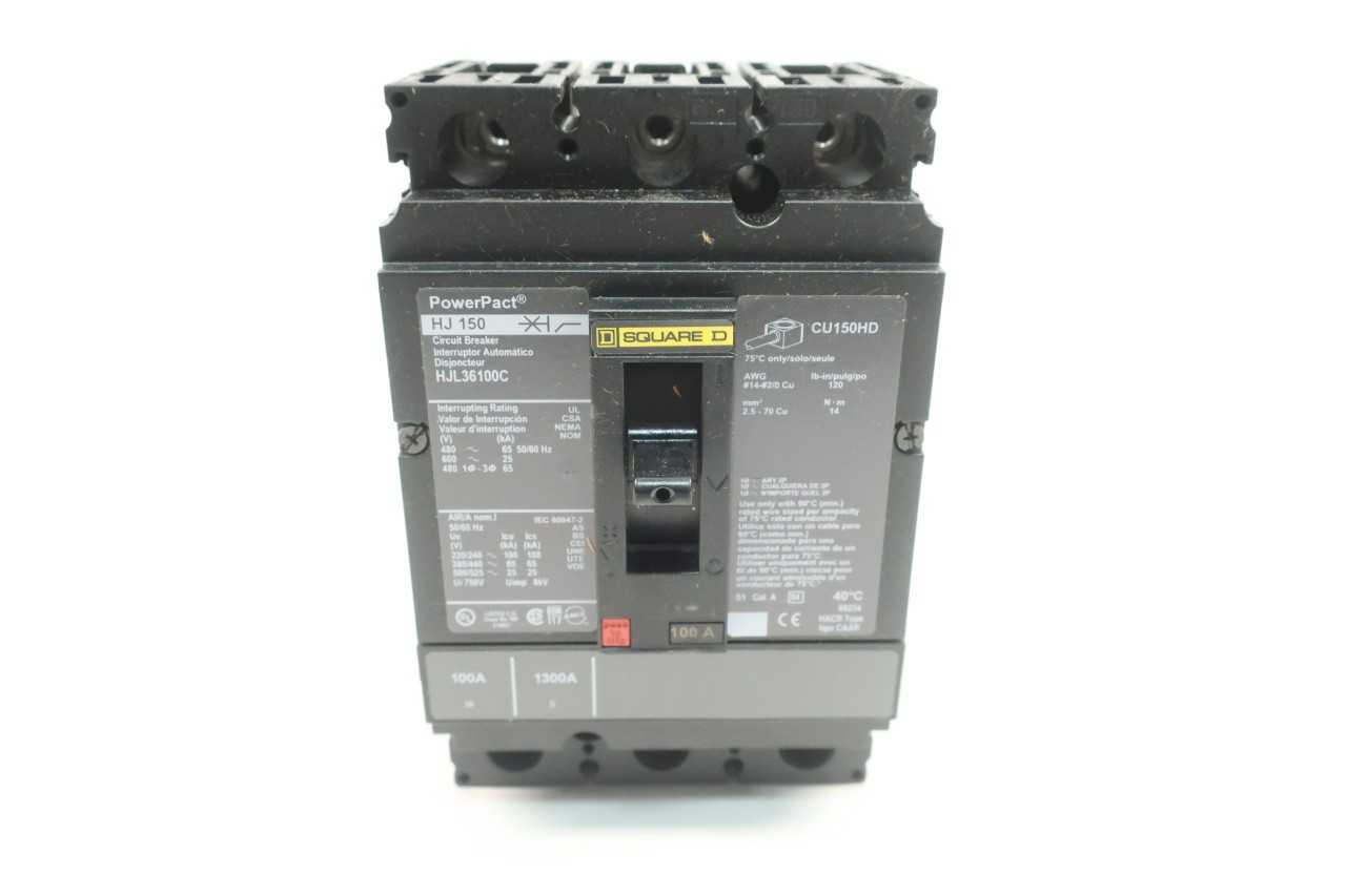 SQUARE D HJL36100C MOLDED CASE CIRCUIT BREAKER 3P 100A AMP 600V-AC - CIRCUIT BREAKERS