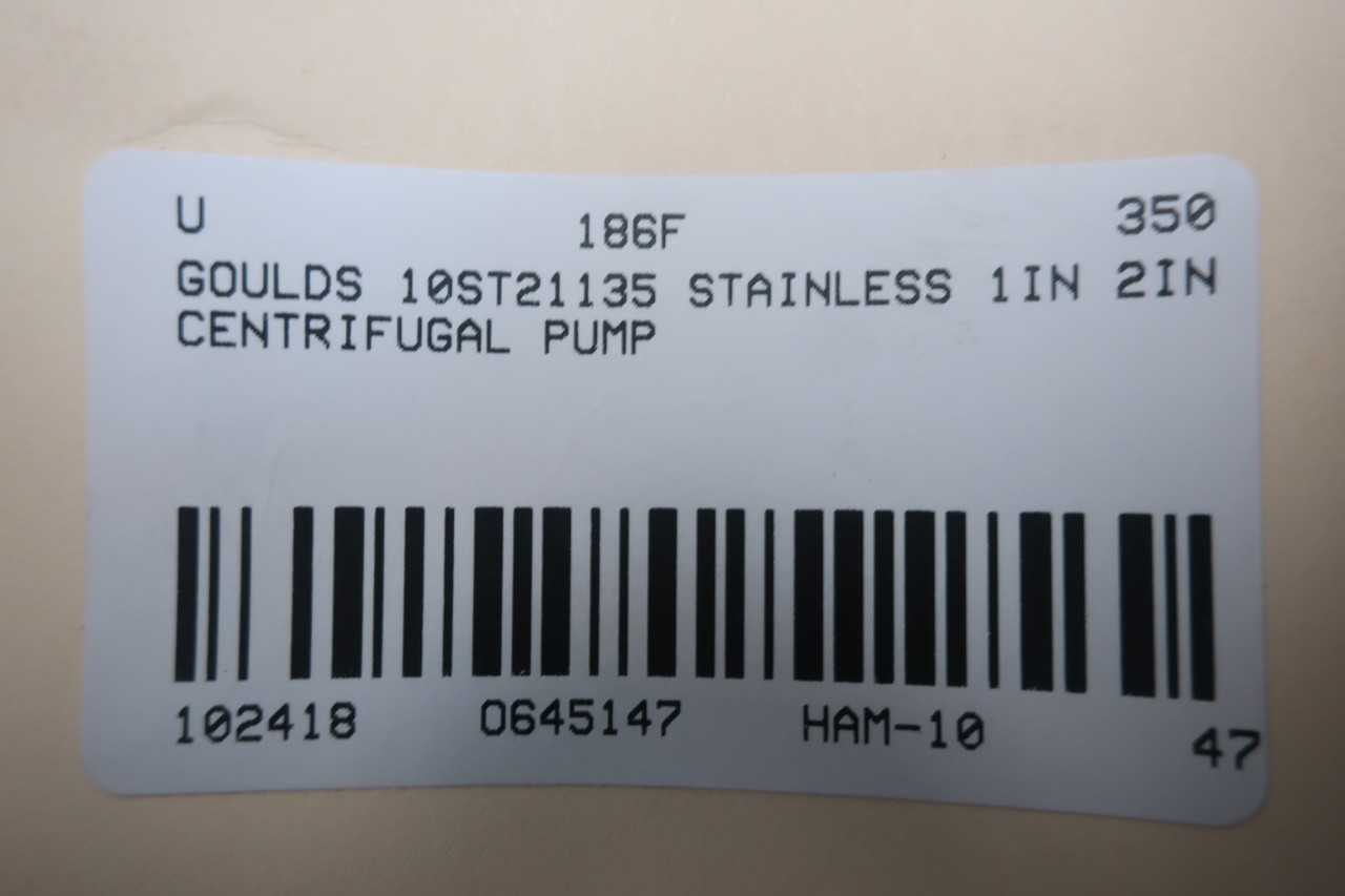 GOULDS STAINLESS 1IN 7.5IN 2IN CENTRIFUGAL PUMP - CENTRIFUGAL PUMP