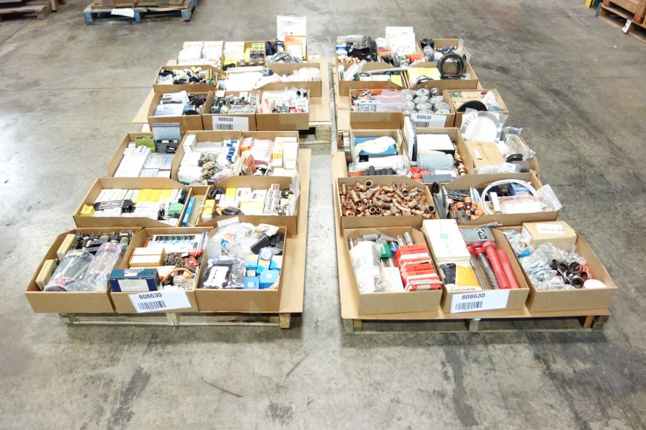 4 PALLETS OF ASSORTED MISCELLANEOUS INDUSTRIAL SURPLUS - ELECTRICAL COMPONENTS
