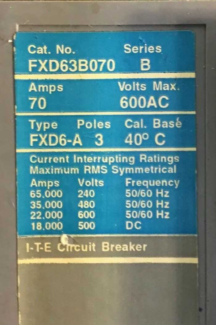 Lot of 4 Siemens FXD63B070 Circuit Breaker 3P 70A 600V Series A or B 4E - Used - Bench Tested - CIRCUIT BREAKERS