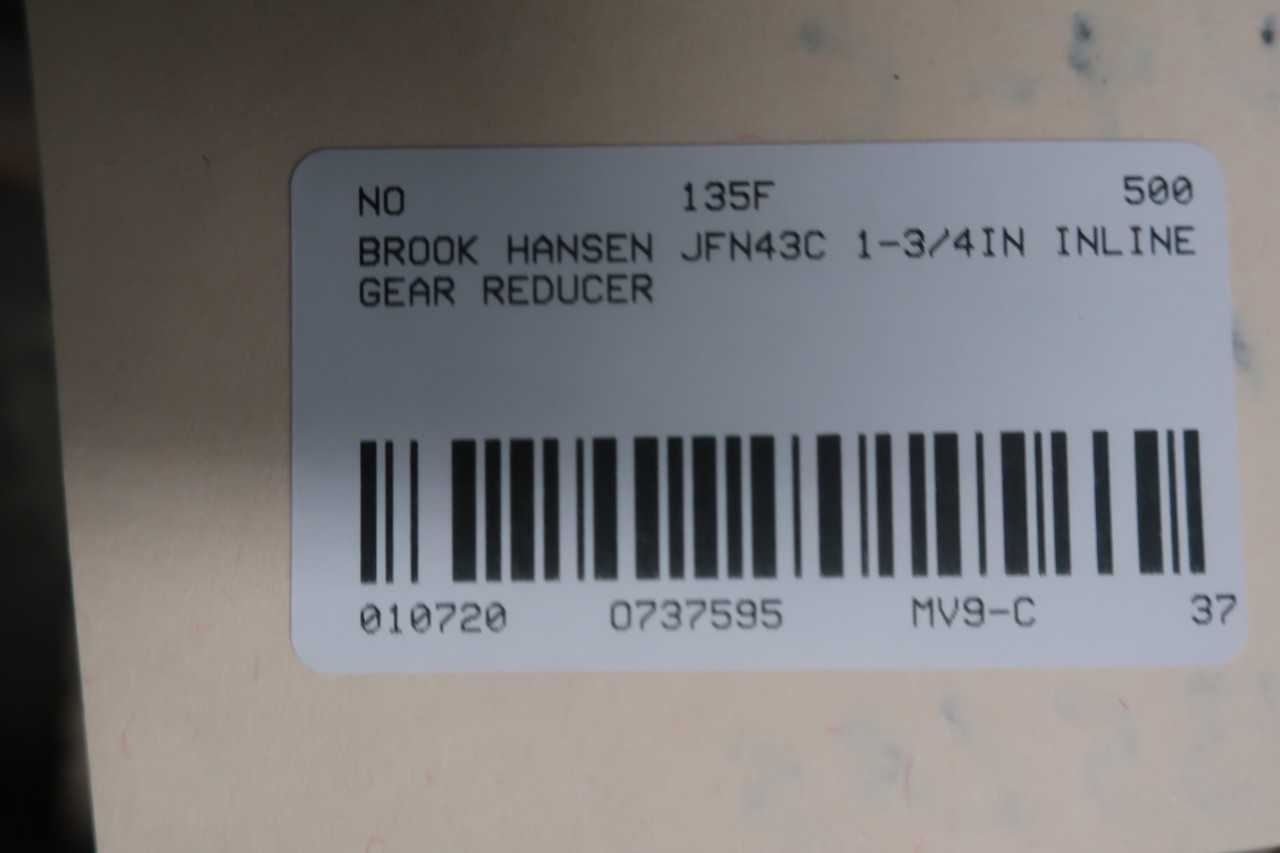 BROOK HANSEN JFN43C INLINE GEAR REDUCER - GEAR REDUCERS