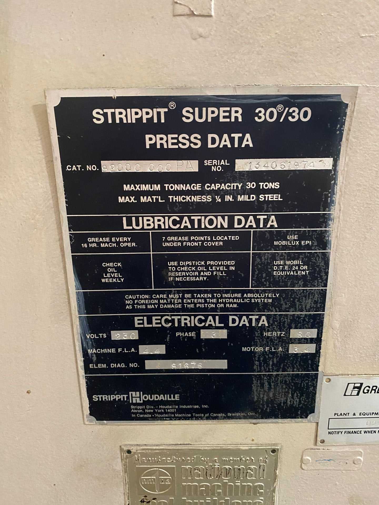 1992 STRIPPIT SUPER 30/30 PRESS - PRESSES