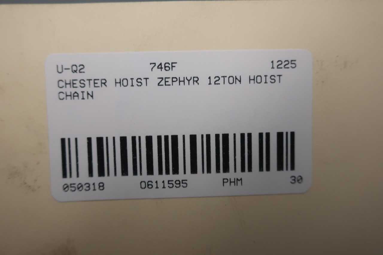CHESTER HOIST ZEPHYR CHAIN 12TON MANUAL HOIST - LIFTING EQUIPMENT