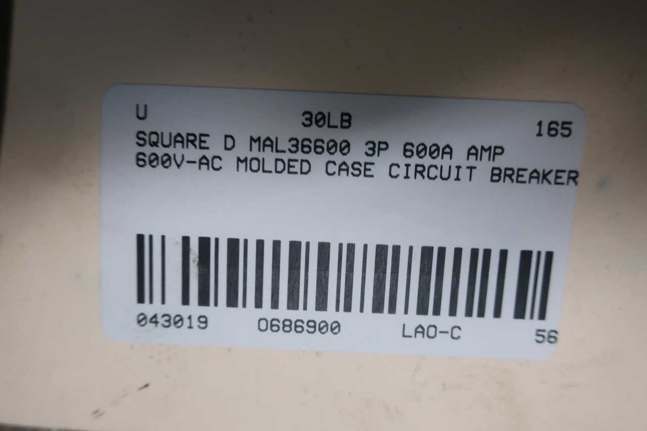 SQUARE D MAL36600 3P 600A AMP 600V-AC MOLDED CASE CIRCUIT BREAKER - CIRCUIT BREAKERS