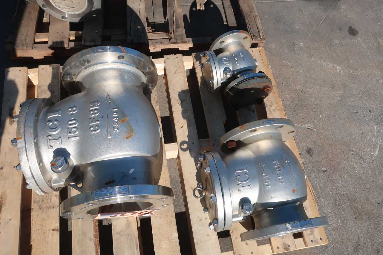 LOT OF 3 ASSORTED TCI CHECKVALVES FLANGED SWING GATE - CHECK VALVE