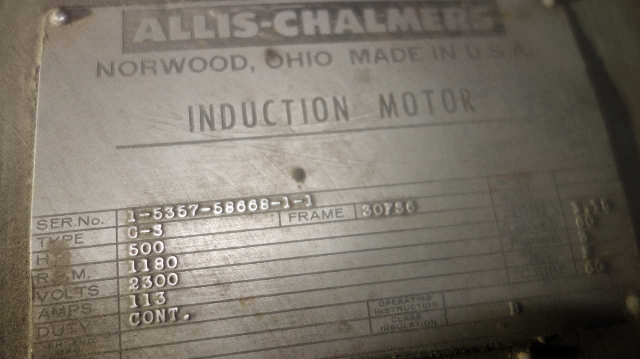 ALLIS CHALMERS 30FS6 GS 500HP 2300V-AC INDUCTION MOTOR - ELECTRIC MOTORS