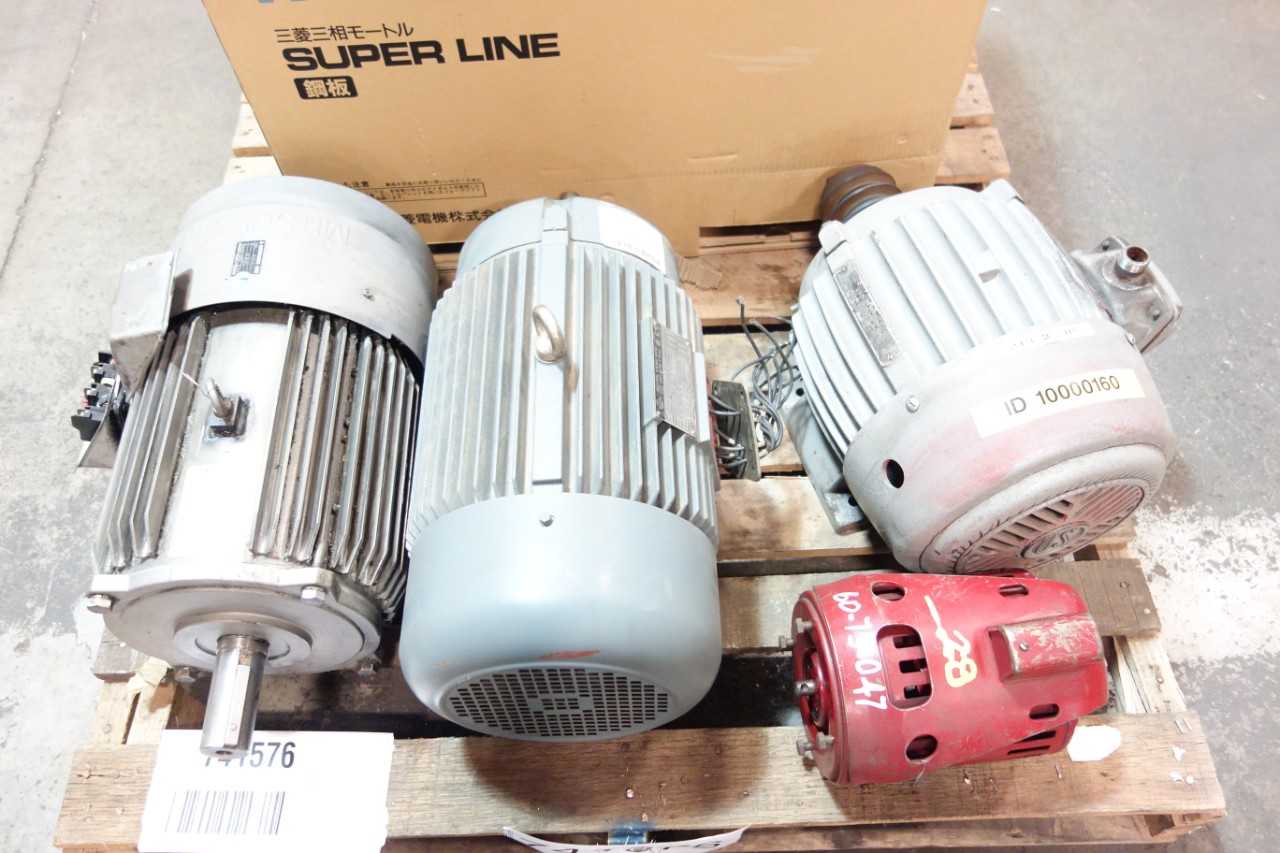 LOT OF 5 ASSORTED AC ELECTRIC MOTORS - MITSUBISHI,BELL & GOSSETT - ELECTRIC MOTORS