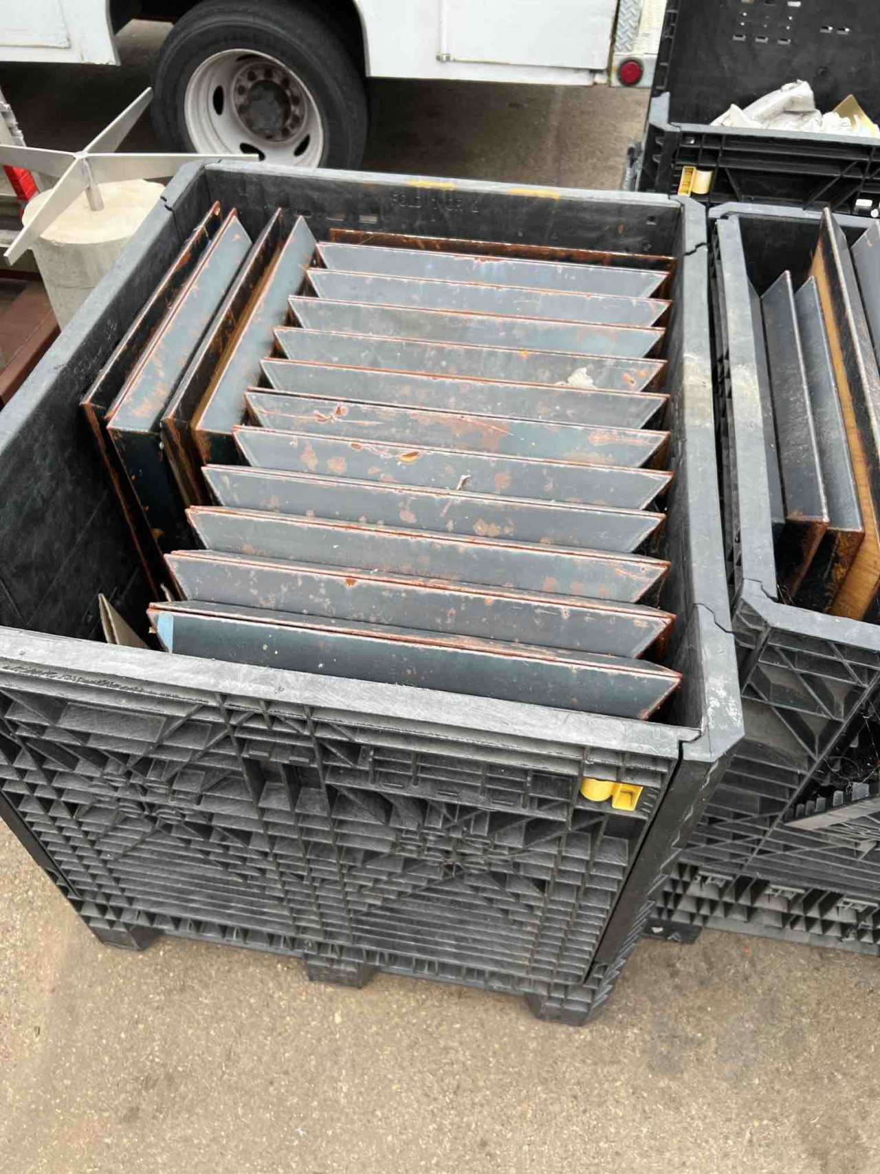 Contents ONLY 2 Totes of Wooden Table Tops - MATERIAL HANDLING