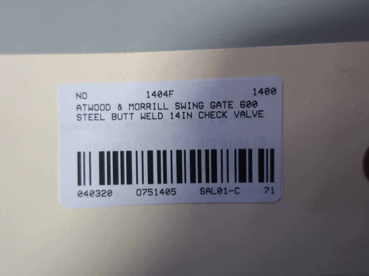 ATWOOD & MORRILL SWING GATE 600 STEEL BUTT WELD 14IN CHECK VALVE - CHECK VALVE