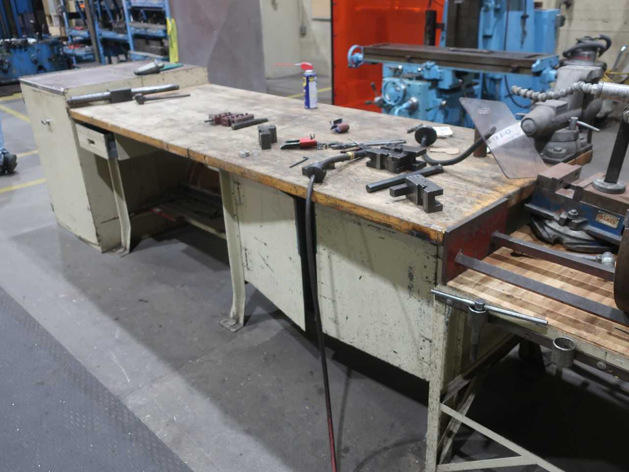 8'x3' work table with Wilton bench vise - PLANT & FACILITY