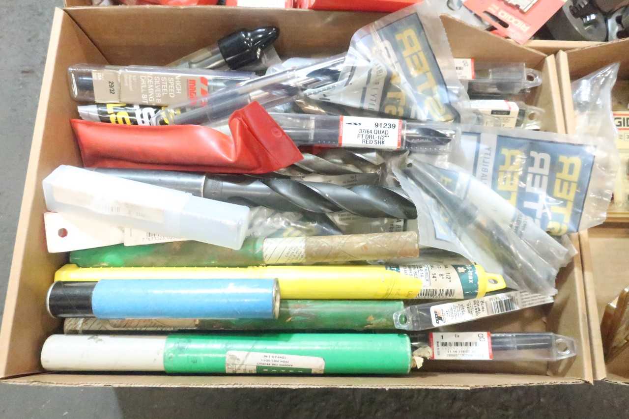 1 PALLET OF ASSORTED METAL WORKING TOOLS- REMERS, CENTER MILL BITS, DIES, TAPPERS- CHROMATE, HILTI, RDGID, GW MORSE - ELECTRIC POWER TOOLS