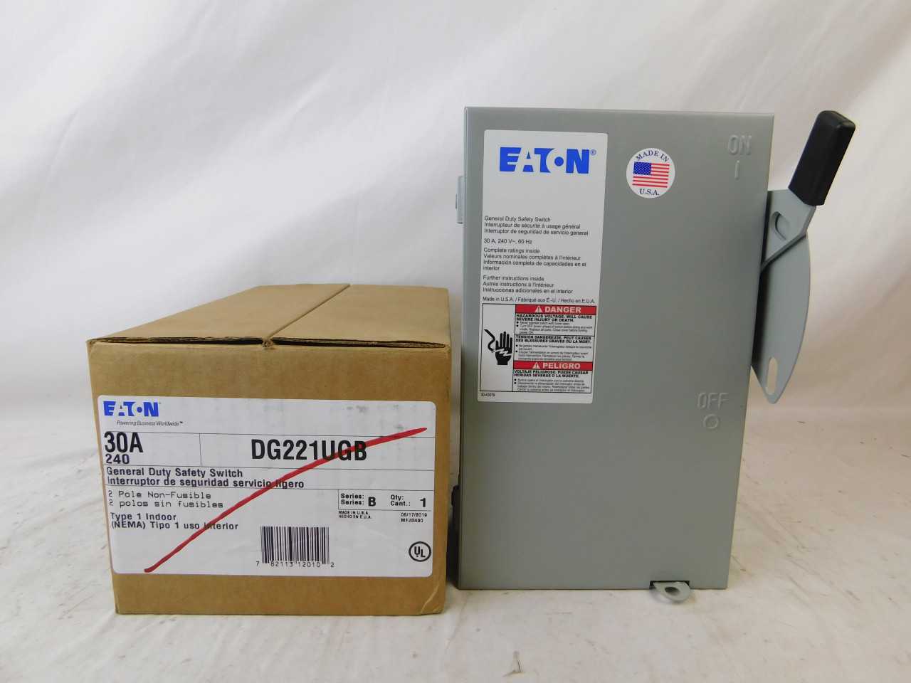 Quantity of 4 New Surplus Eaton DG221UGB Safety Switch 2P 30A 240V Non Fusible NEMA1 - ELECTRICAL COMPONENTS
