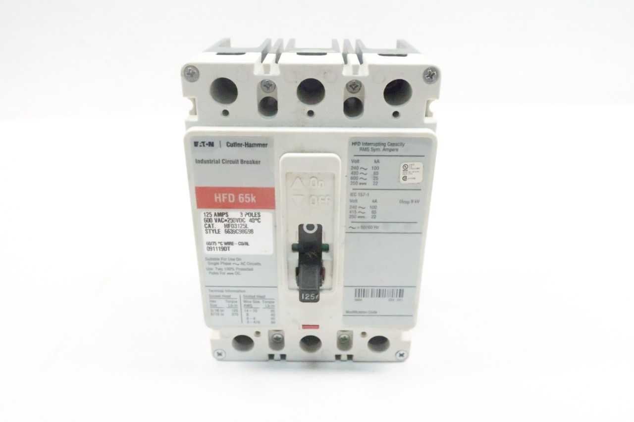 CUTLER HAMMER HFD3125L 3P 125A AMP 600V-AC MOLDED CASE CIRCUIT BREAKER - CIRCUIT BREAKERS
