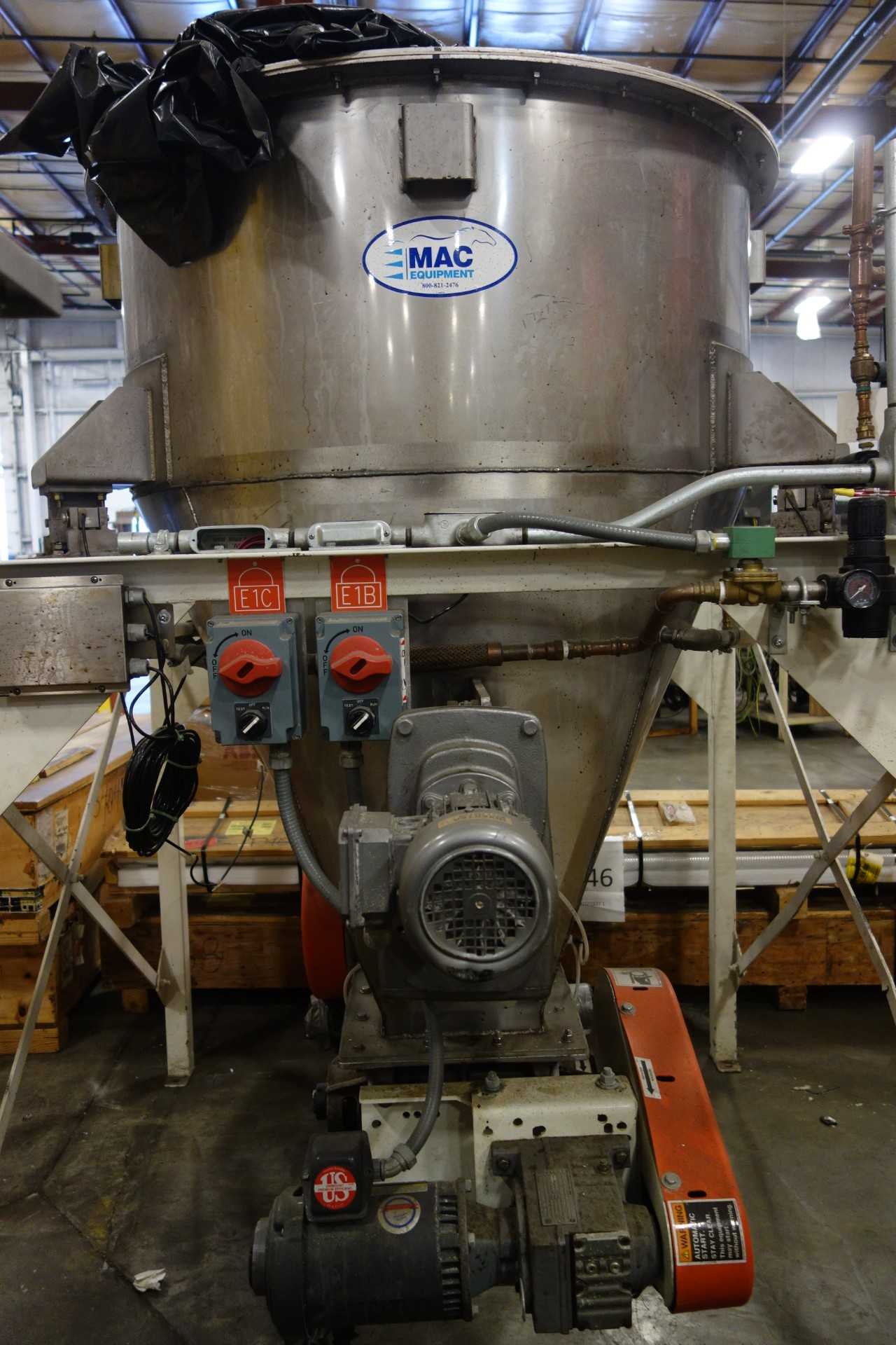 STAINLESS STEEL DUAL FEED HOPPER WITH MAC MD40 MULTI DUTY ROTARY AIRLOCK - FOOD & BEVERAGE