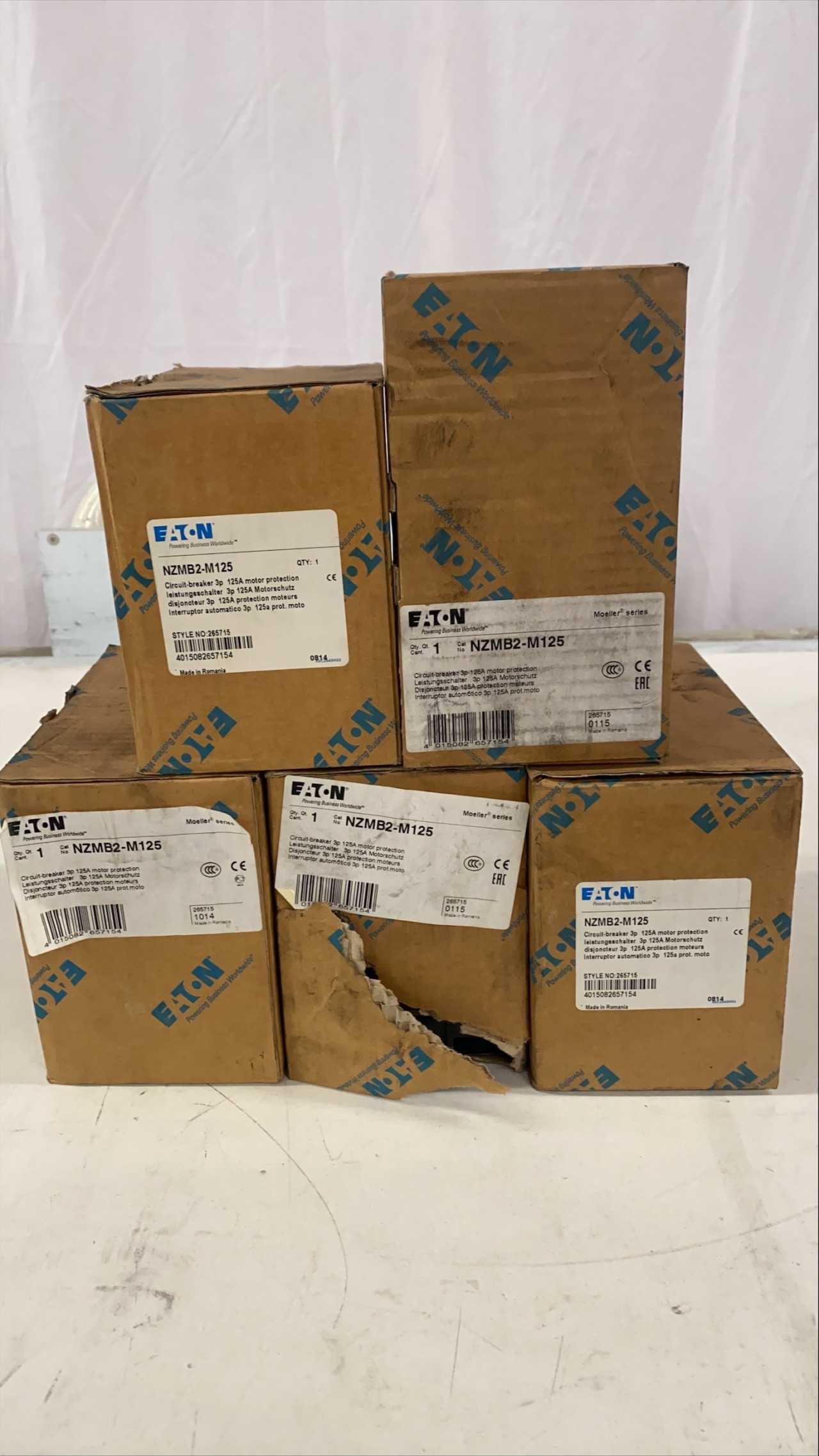 5 Quantity-Eaton 3P 125A 600VAC Molded Case Circuit Breakers-NZMB2-M125 - CIRCUIT BREAKERS