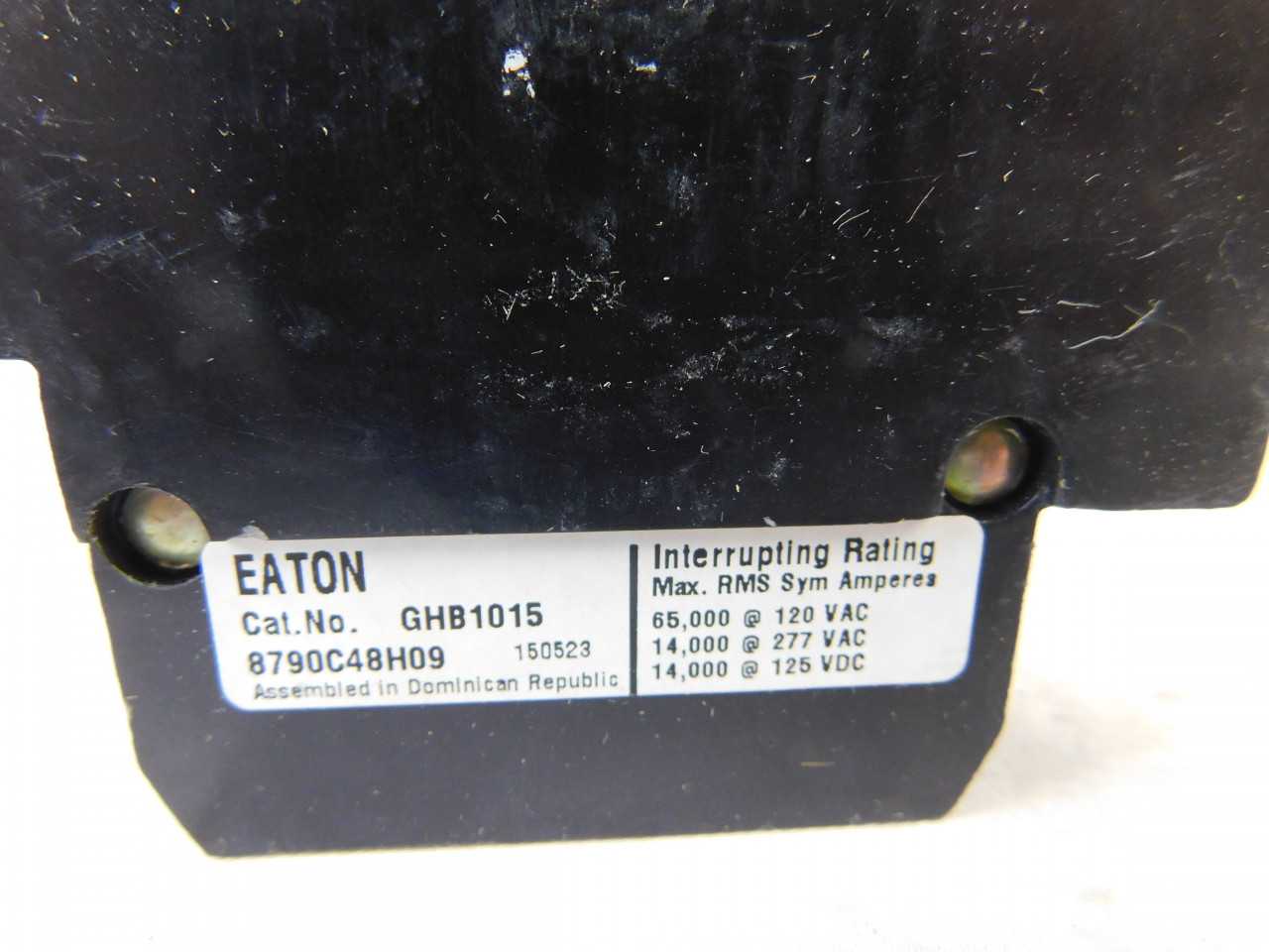 Quantity of 13 New Surplus Eaton GHB1015 MCCB GHB 1P 15A 277V - ELECTRICAL COMPONENTS