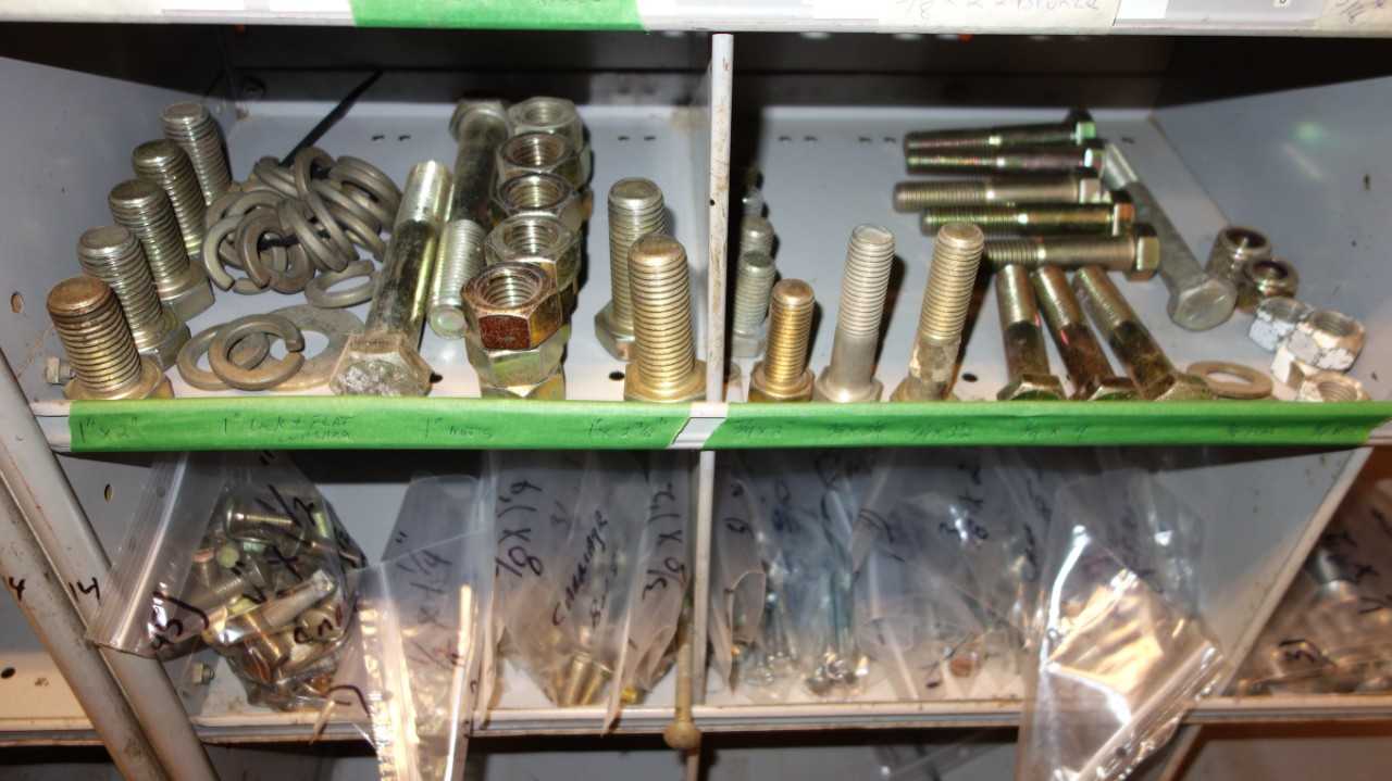 CONTENTS OF PIGEON HOLE CABINET, ASSORTED BRASS HARDWARE - INDUSTRIAL PARTS