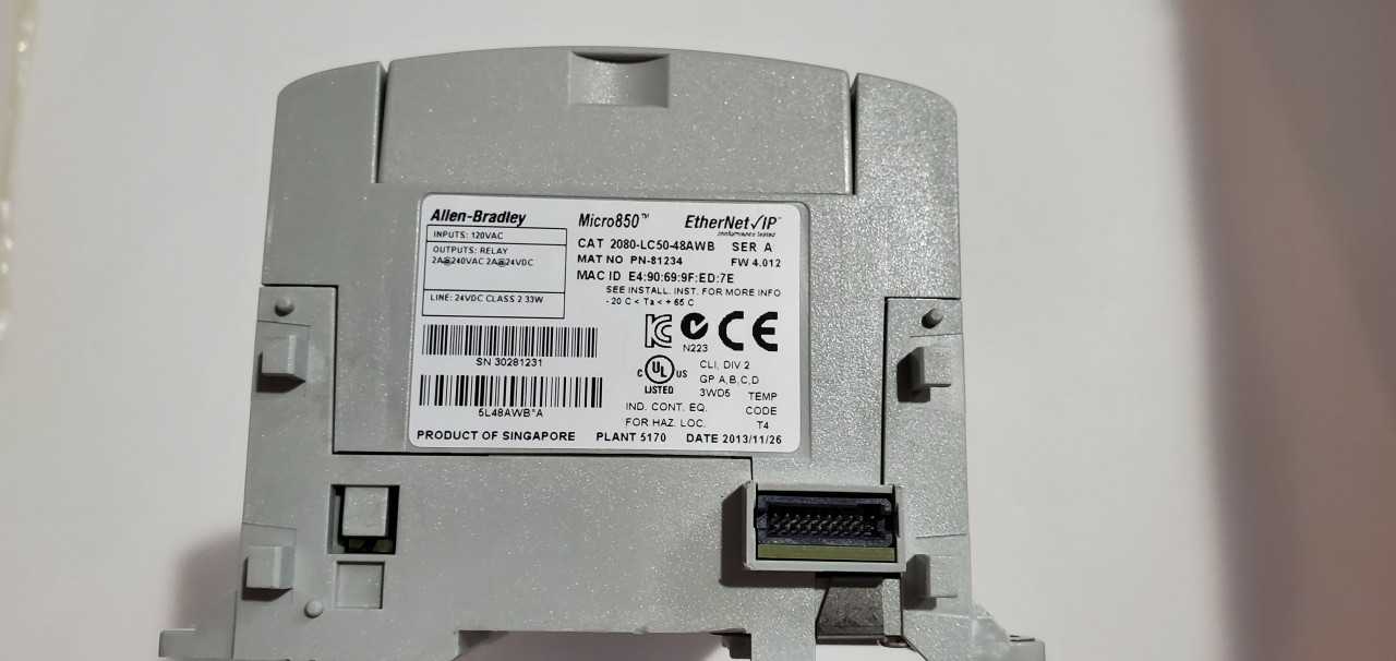 Allen Bradley Micro 850 2080-LC50-48AWB PLC - AUTOMATION & CONTROLS