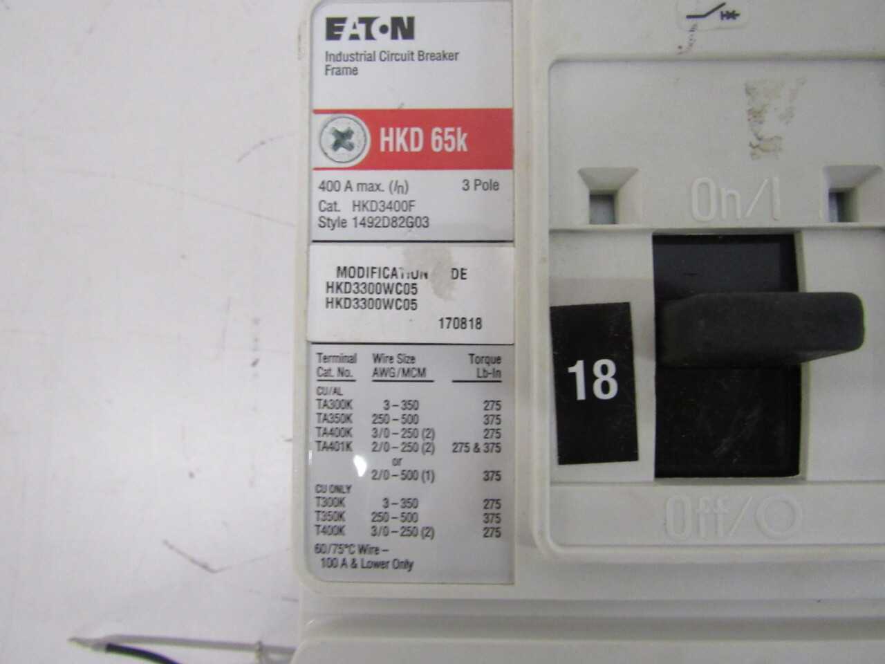 Quantity of 1x HKD3300WC05 MCCB/Molded Case Circuit Breaker - CIRCUIT BREAKERS