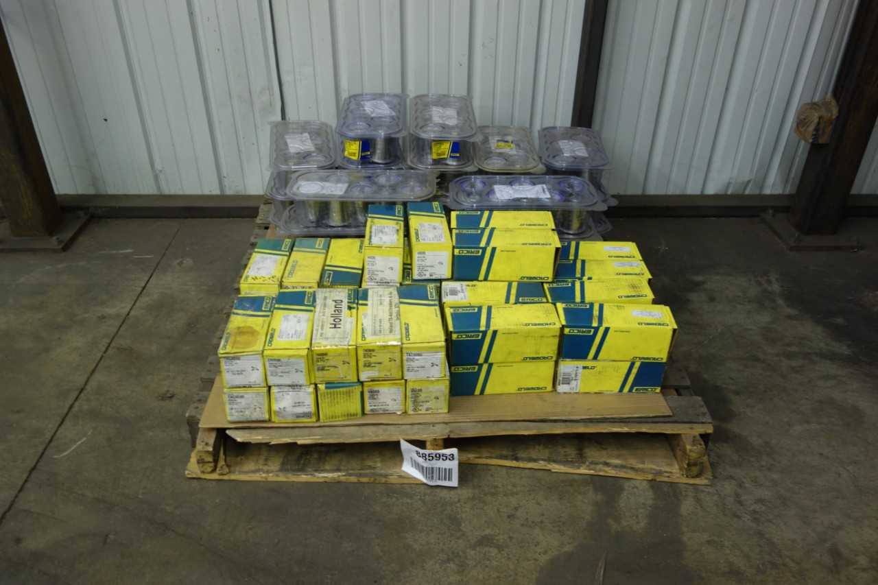 PALLET OF ASSORTED CADWELL CABLE MOLD ASSEMBLIES AND 250PLUSF20 WELDING MATERIAL - HAND TOOLS