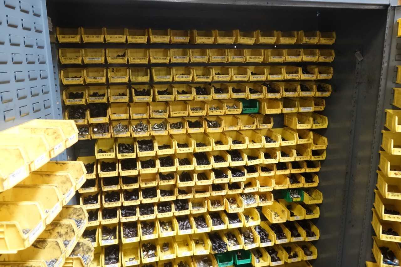Durham Hodge Cabinet with fasteners, washers, pipe fittings - PROCESS EQUIPMENT