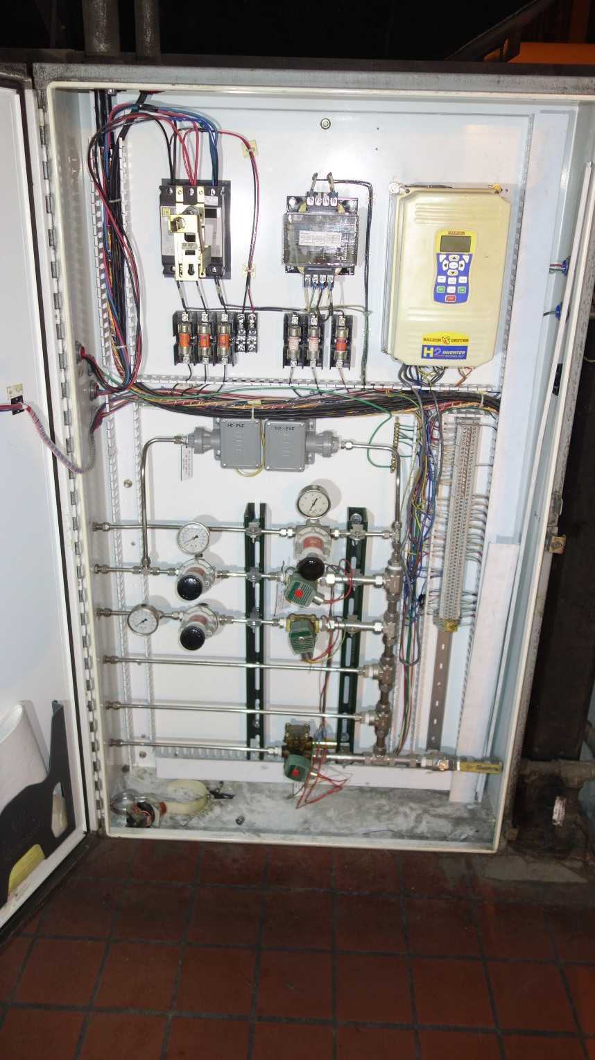 SULFUR STORAGE CONTROL PANEL W/ BALDOR VS1SP41-4B 1HP 480V-AC DRIVE - MOTOR DRIVES